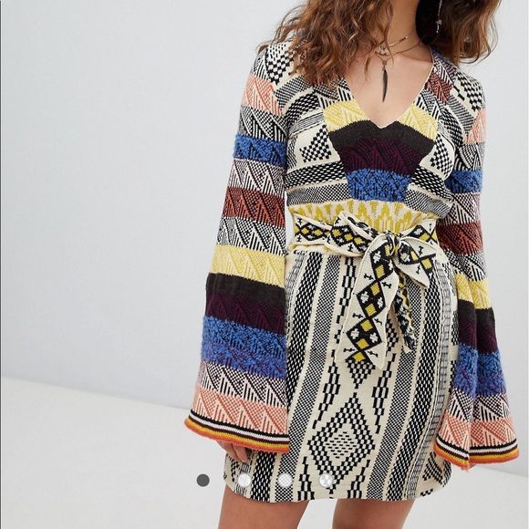 Free People Patchwork Sweater Dress Size Small - Picture 1 of 10